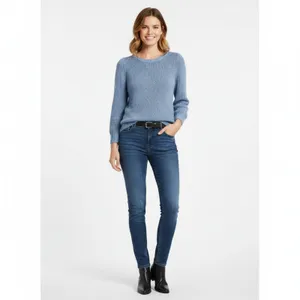 J Crew Blue Long Sleeve Woven Knit Crewneck Sweater NEW S thumbnail 6