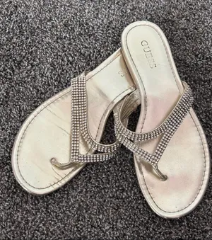 GUESS Women's Gold Rhinestone Thong Sandals thumbnail 1