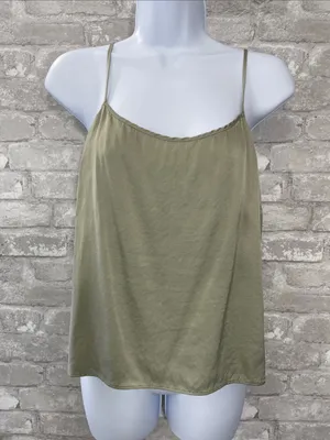 SKIMS Stretch Silk Sleep Tank Top in Green Talk thumbnail 1