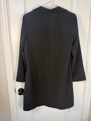 Gallery Black Button-Front Trench Coat Size S thumbnail 4
