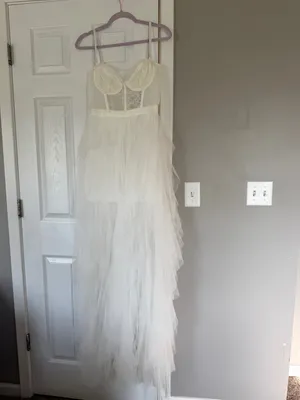 Klessis White Lace Bralette Maxi Dress Tulle Bridal Shower Bachelorette NWT thumbnail 10