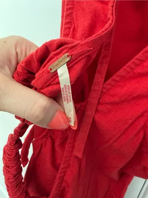 Free People Kaylor Backless Red Linen Top thumbnail 5