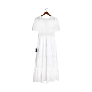 Lulu's Folklore Swiss Dot Lace Trim Tiered Gauze Midi Dress Pinstripe White M thumbnail 5