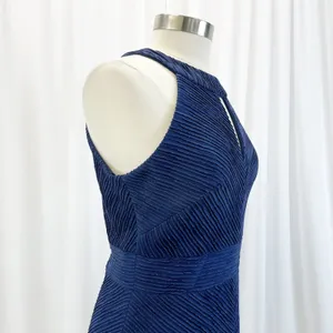 Eliza J Womens 12 Halter Neck Sheath Dress Navy‎ Blue Metallic Stripe Cutout thumbnail 5