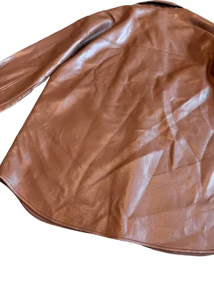 Aritzia Babaton Pelli Shirt Jacket Button-Down Brown Vegan Leather Size Medium thumbnail 11