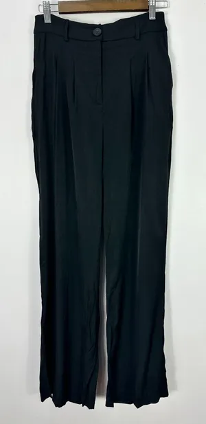 Princess Polly Kacey‎ Wide Leg Black Dress Pants Trouser Pleated Size 6 Nwt thumbnail 1