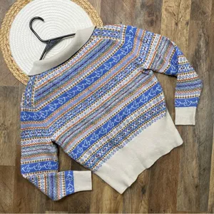 J Crew Fair Isle Sweater Retro 70s-Inspired Womens XS Lambswool Blend​ thumbnail 7