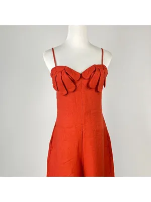 NWT Farm Rio Red 3D Petals Bodice Euroflax Premium Linen Jumpsuit Sz M Wide-Leg thumbnail 6
