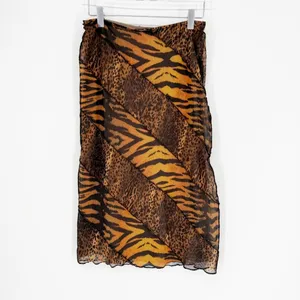 Urban Outfitters Mesh Animal Print Patchwork Midi Skirt Women's Size‎ S Tan Y2K thumbnail 2