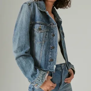 Lucky Brand Dungarees America Denim Trucker Jacket Medium Wash Distressed XL thumbnail 8