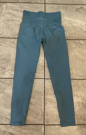 NVGTN Seamless High Waisted Leggings Sky Blue Workout Athleisure Women Size S thumbnail 1
