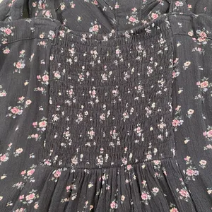 American Eagle Floral Babydoll Mini Dress Women Small Navy Button Front Sundress thumbnail 9