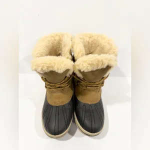PAWZ Shearling Lined Duck Boots Tan & Black Winter Snow Boots Women’s 6 thumbnail 10
