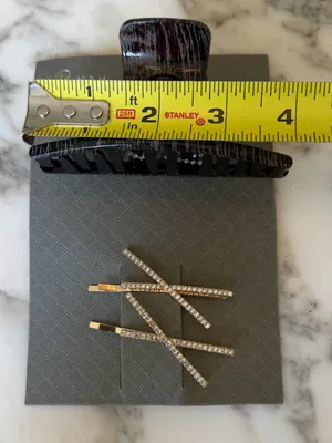NWT Last Claw Brown Hair Claw Clip & Gold Rhinestone Bobby Pin Set 4” thumbnail 2