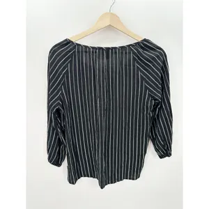 Savanna Jane Black Striped Geo-Inspired Embroidery Top Boho Women Size Small‎ thumbnail 2