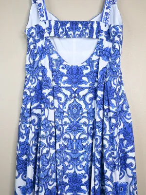 Antonia Melani Women's 8 Gabriela Printed Cotton Poplin Lined Midi Dress thumbnail 6