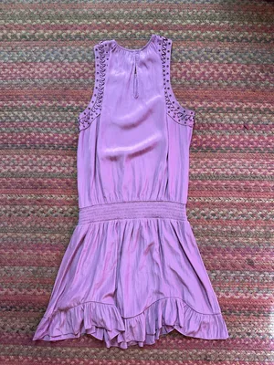 Ramy Brook Purple Whip Stitch Ruffle Mini Dress thumbnail 7