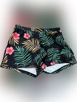 SHEIN Black Tropical Floral‎ Swim Coverup Set with Green & Pink thumbnail 2