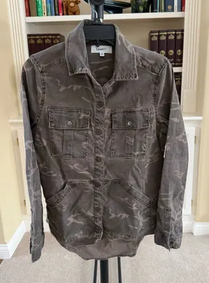 Level99 Gina Utility Shacket in a camouflage print Gray thumbnail 1