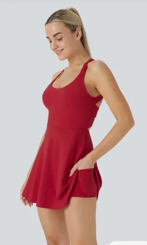 Halara | Backless Twisted Easy Peezy Tennis Dress | Salsa | Large (10/12) thumbnail 1