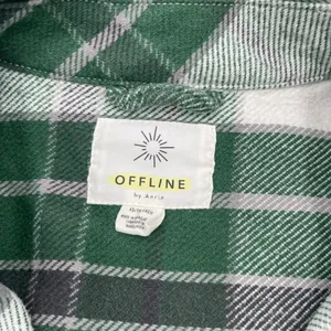 Offline by Aerie XS Plaid Green & White Jacket Shacket Oversized Women’s Layers thumbnail 5