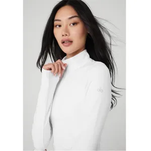 Alo Yoga Alosoft 1/2 Zip Rapid Pullover in White XS thumbnail 8