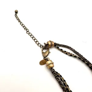 Chico’s multi-strand gold & black marbled‎ pendant statement necklace layered thumbnail 4