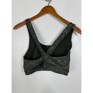 Lululemon‎ Sports Bra Dark Olive Green Geometric Print Criss Cross Back 10 thumbnail 2