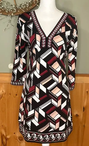 White House Black Market Long Sleeve Geometric Dress - size M thumbnail 1