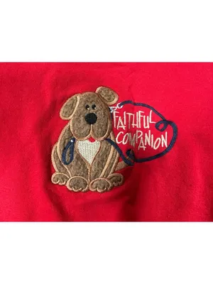 M&C Sportswear Red Faithful Companion Sweatshirt Medium 90s Graphic thumbnail 2