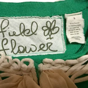 Anthropologie Field Flower Shamrock Green Cashmere/Cotton Blend Cardigan Sz‎ S thumbnail 3