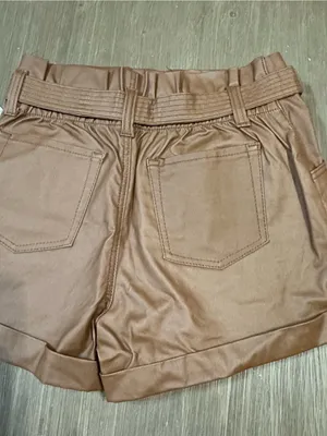 AKIRA Brown Faux-Leather Belted High-Rise Skort thumbnail 4
