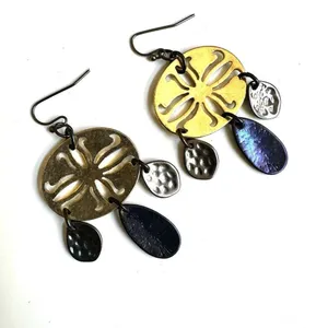 Gold tone drop earrings thumbnail 3