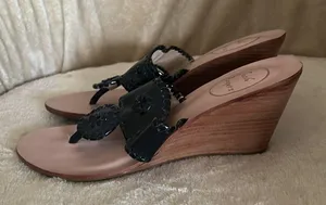 Jack Rogers Women’s Black Wedge Sandals Size 7.5 thumbnail 3