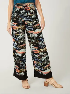 Free People | Floral Tropical Blue Lagoon Wide Leg Lounge Pants, XS thumbnail 1