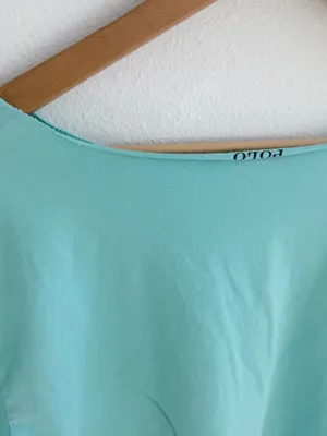 Polo Ralph Lauren Off The Shoulder Light Green Cropped Tee thumbnail 9