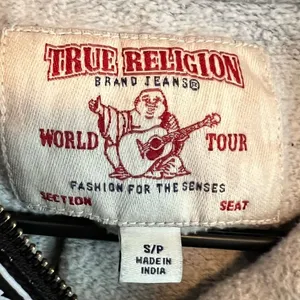 True Religion Logo Tape Zip Up Hoodie Gray Y2K Streetwear Sweatshirt Size Small thumbnail 6