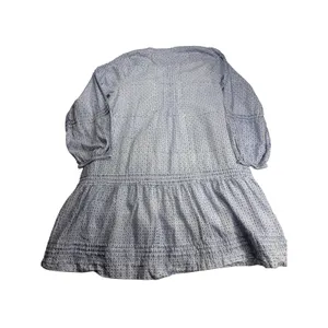 Roller Rabbit Cottagecore Blue White Floral Print Tunic Dress Pintuck Tiered XS thumbnail 4