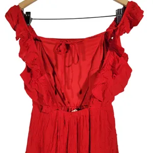 Altar'd State‎ Red Crinkle Fabric Ruffle Square Neck Mini Dress Size S thumbnail 5