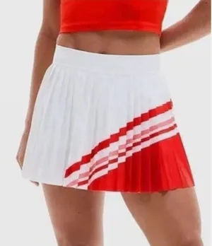 NWT $89 Athleta Women Skort Match Point Pleated Color Block XS Red White thumbnail 1