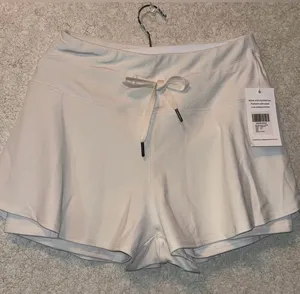 Everyday White Athletic Drawstring Shorts for Women thumbnail 1