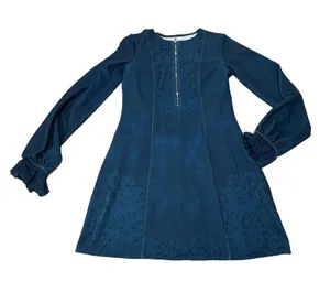 Women's Denim Look Zip Front Aline Swing Dress Size XS #260397 thumbnail 1