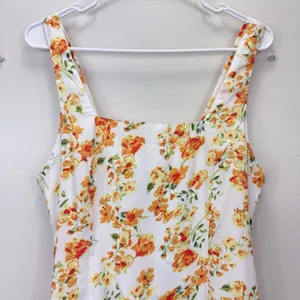 NWT Lulus Yellow Day Date Floral‎ Sleeveless Tie Back Mini Dress Size LARGE thumbnail 6