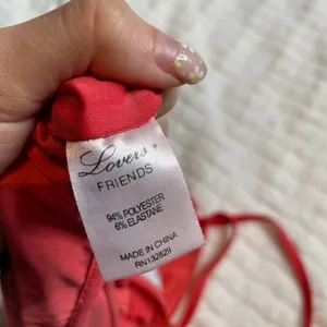 Lovers + Friends Red Halter Wrap Crop Top High Neck Strappy Size S RN132829‎ thumbnail 4