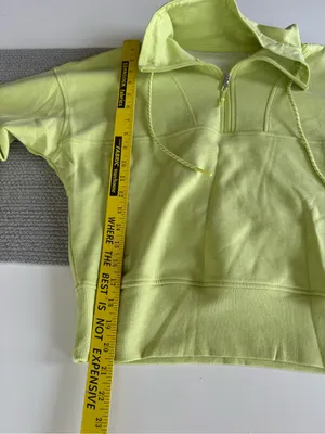Old Navy Neon Highlighter Yellow Funnel Neck Half Zip Sweatshirt Sz Medium thumbnail 8