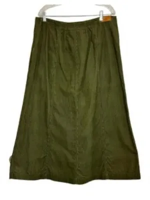 Vintage Lauren Ralph Lauren Olive Corduroy Maxi Skirt, 100% Cotton A-Line Sz 16 thumbnail 3