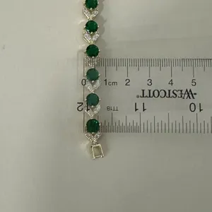 14K Gold Plated Womens Bracelet Icy Green &‎ Clear C. Zirconia Oro Laminado 7'' thumbnail 5