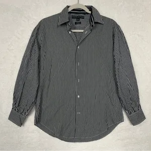 Ralph Lauren White Black Label Stripe Button Down Dress Shirt Relaxed Fit Size 8 thumbnail 5
