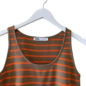Zara Womens Brown Orange Viscose Stripes Knit Layering Tank Top SZ M # 1168 thumbnail 2