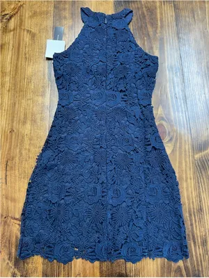 Lulus Love Poem Navy Blue Lace Mini Dress Size XS thumbnail 6
